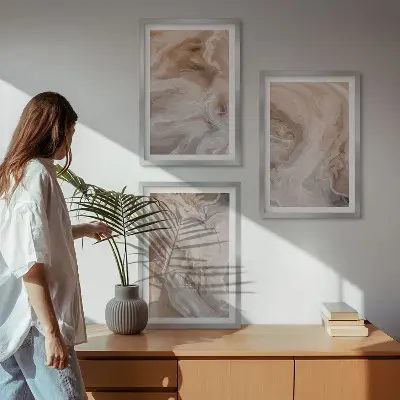 Set van wanddecoratie schilderijen met abstracte marmertexturen