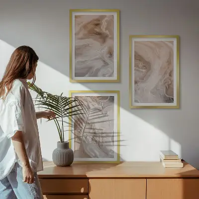 Set van wanddecoratie schilderijen met abstracte marmertexturen
