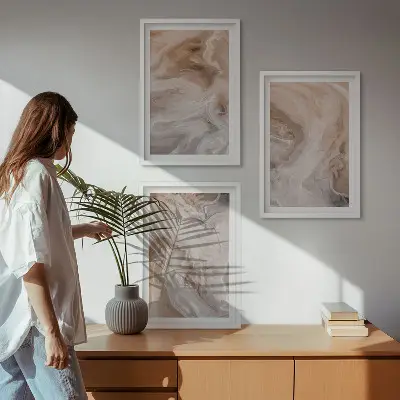 Set van wanddecoratie schilderijen met abstracte marmertexturen