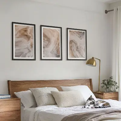 Set van wanddecoratie schilderijen met abstracte marmertexturen