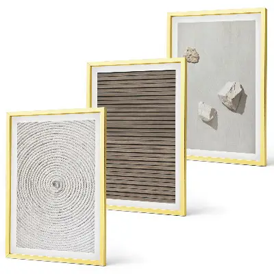 Wanddecoratie set schilderijen met natuurlijke texturen van hout en steen