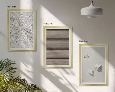 Wanddecoratie set schilderijen met natuurlijke texturen van hout en steen