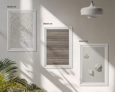 Wanddecoratie set schilderijen met natuurlijke texturen van hout en steen