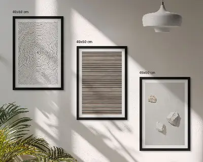 Wanddecoratie set schilderijen met natuurlijke texturen van hout en steen