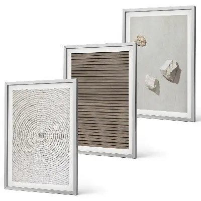Wanddecoratie set schilderijen met natuurlijke texturen van hout en steen