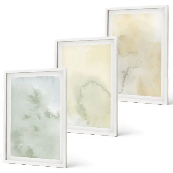 Wanddecoratie set schilderijen pastelkleurige aquarel texturen