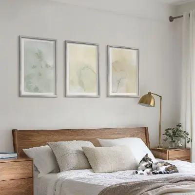 Wanddecoratie set schilderijen pastelkleurige aquarel texturen