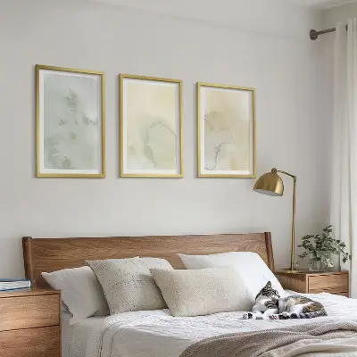 Wanddecoratie set schilderijen pastelkleurige aquarel texturen