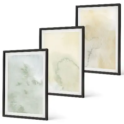 Wanddecoratie set schilderijen pastelkleurige aquarel texturen