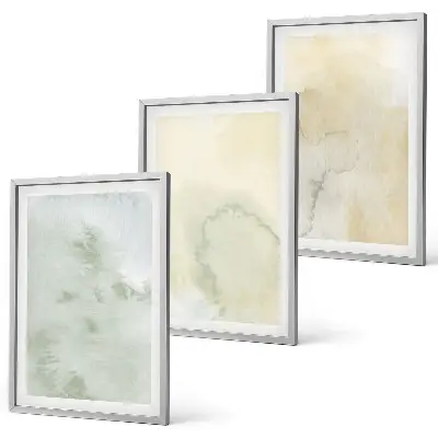 Wanddecoratie set schilderijen pastelkleurige aquarel texturen