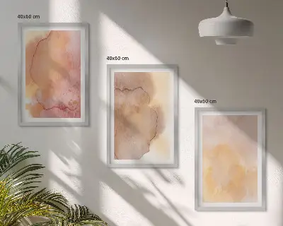Wanddecoratieset schilderijen warme aquarellen met kleurrijke texturen