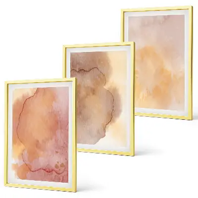 Wanddecoratieset schilderijen warme aquarellen met kleurrijke texturen