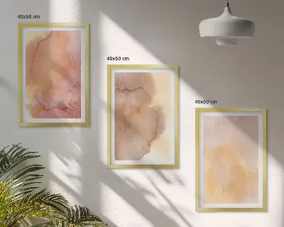 Wanddecoratieset schilderijen warme aquarellen met kleurrijke texturen
