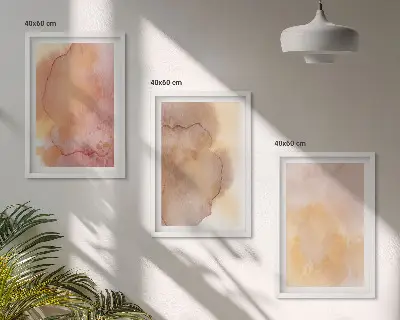 Wanddecoratieset schilderijen warme aquarellen met kleurrijke texturen