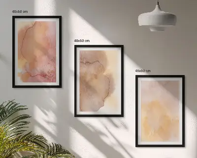 Wanddecoratieset schilderijen warme aquarellen met kleurrijke texturen