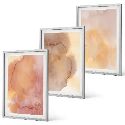 Wanddecoratieset schilderijen warme aquarellen met kleurrijke texturen