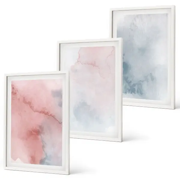 Fotowand met pastelkleurige aquarellen op canvas