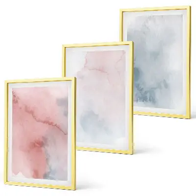 Fotowand met pastelkleurige aquarellen op canvas