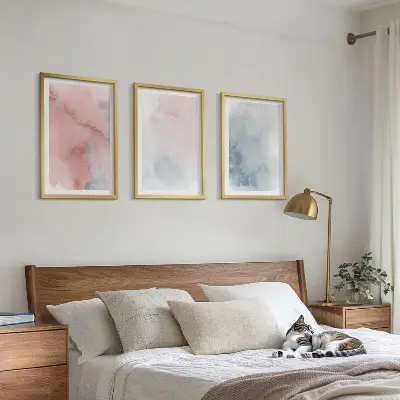 Fotowand met pastelkleurige aquarellen op canvas