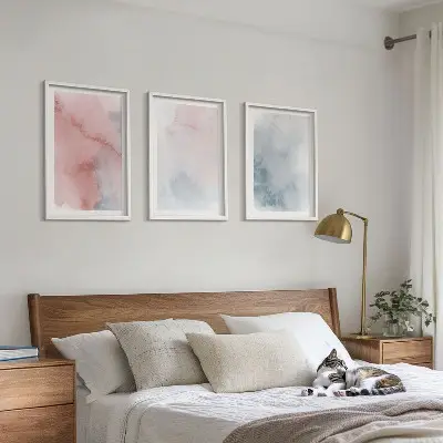 Fotowand met pastelkleurige aquarellen op canvas