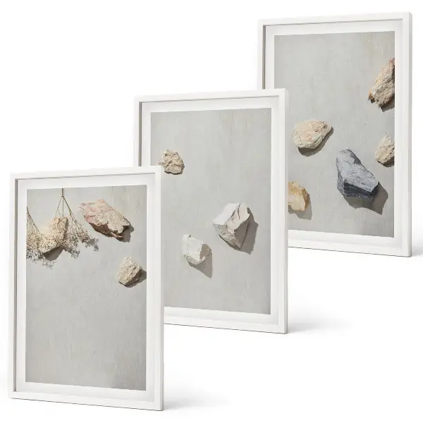 Fotowand met boho strand en stenen decoratie