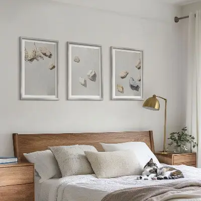 Fotowand met boho strand en stenen decoratie