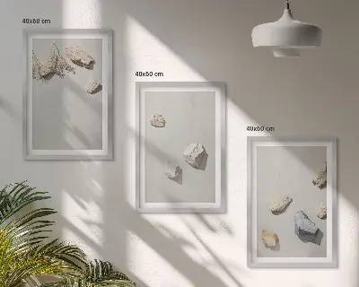 Fotowand met boho strand en stenen decoratie