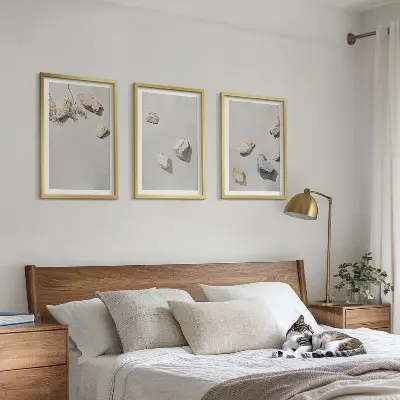 Fotowand met boho strand en stenen decoratie