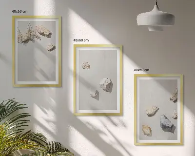 Fotowand met boho strand en stenen decoratie