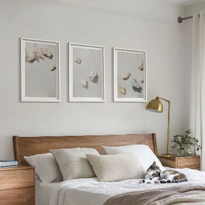 Fotowand met boho strand en stenen decoratie