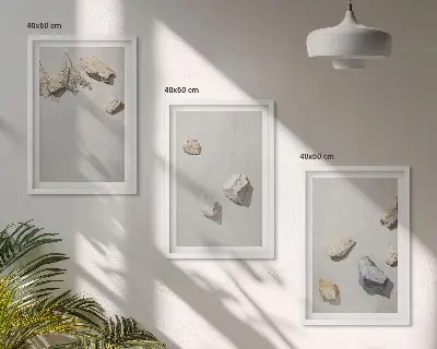 Fotowand met boho strand en stenen decoratie