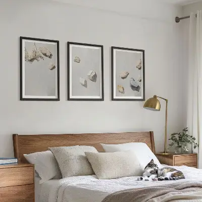 Fotowand met boho strand en stenen decoratie