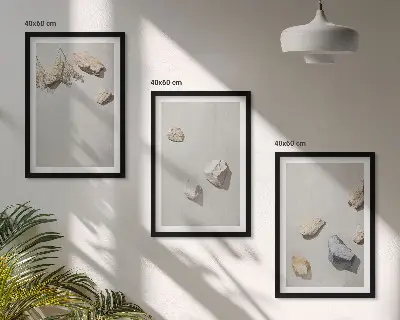 Fotowand met boho strand en stenen decoratie