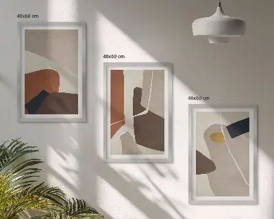 Set van wanddecoratie schilderijen abstracte schilderijen in boho stijl