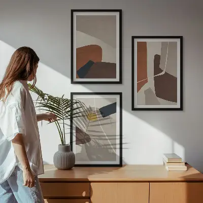 Set van wanddecoratie schilderijen abstracte schilderijen in boho stijl