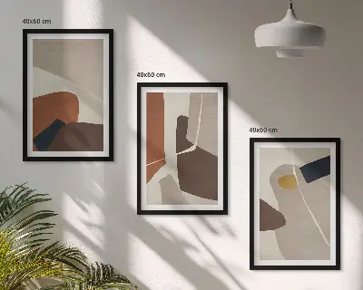 Set van wanddecoratie schilderijen abstracte schilderijen in boho stijl