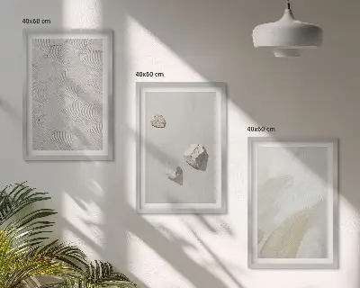Wanddecoratieset met schilderijen moderne print van zand en stenen