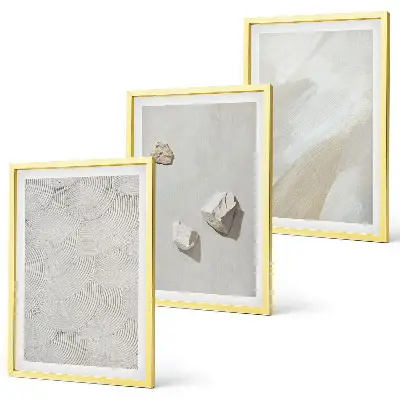 Wanddecoratieset met schilderijen moderne print van zand en stenen