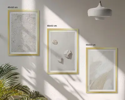 Wanddecoratieset met schilderijen moderne print van zand en stenen