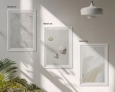 Wanddecoratieset met schilderijen moderne print van zand en stenen