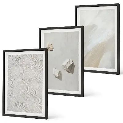 Wanddecoratieset met schilderijen moderne print van zand en stenen
