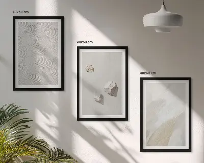 Wanddecoratieset met schilderijen moderne print van zand en stenen