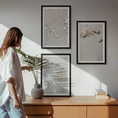Fotowand met textuur van zand en stenen in boho-stijl
