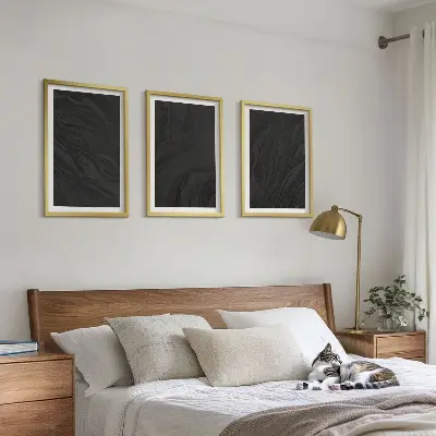 Wanddecoratieset schilderijen met donker marmeren elegante texturen