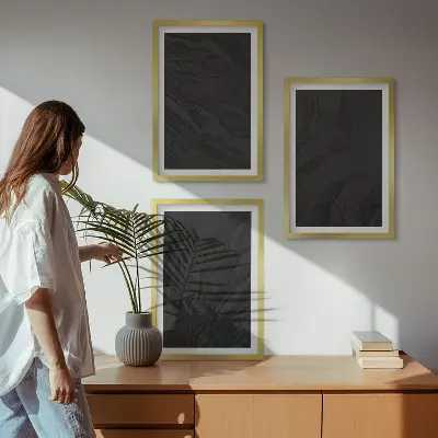 Wanddecoratieset schilderijen met donker marmeren elegante texturen