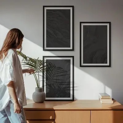 Wanddecoratieset schilderijen met donker marmeren elegante texturen