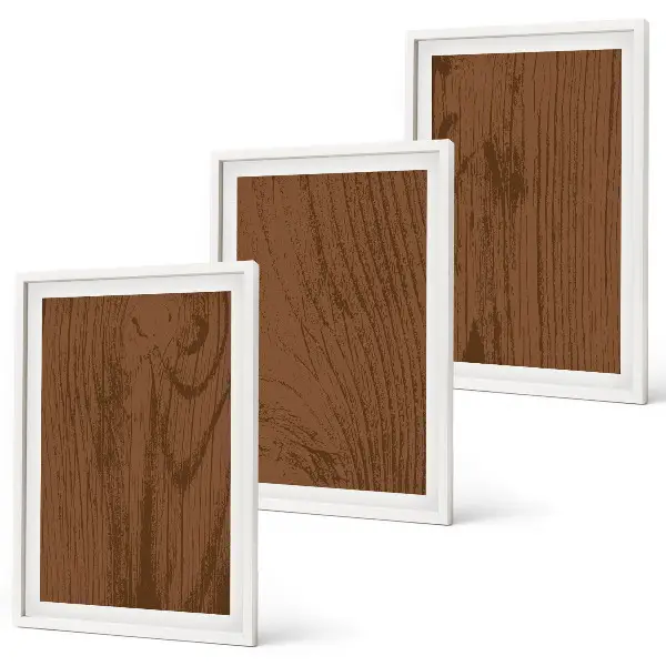 Set wanddecoratie met schilderijen minimalistische houten schorsstructuur