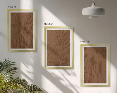 Set wanddecoratie met schilderijen minimalistische houten schorsstructuur