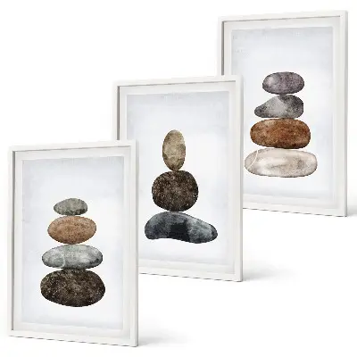 Wanddecoratie set schilderijen Kamienie minimalistyczne boho