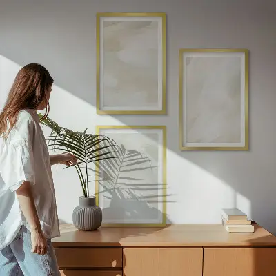 Wanddecoratieset schilderijen abstracte boho stijl in lichte kleuren